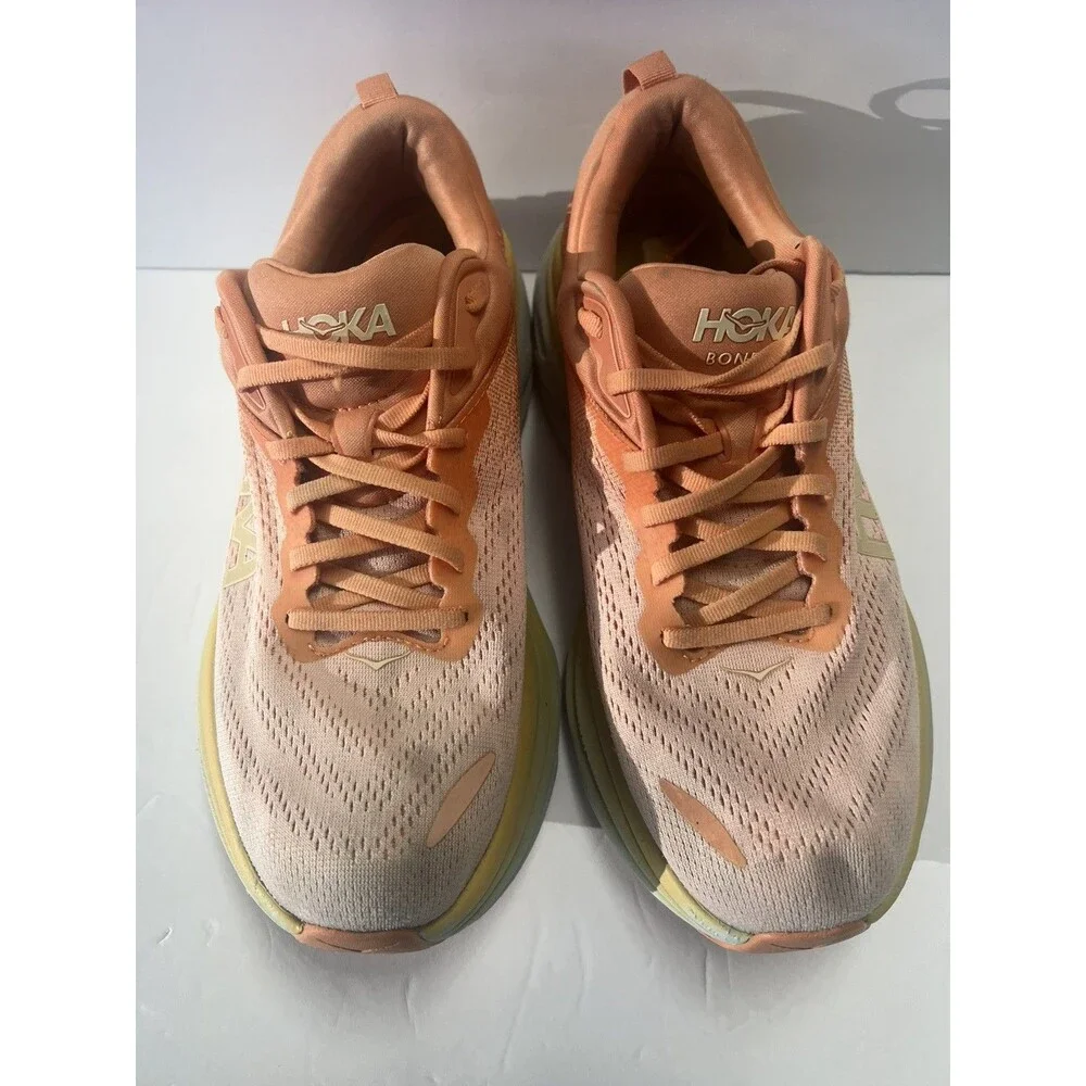 Hoka One One Bondi 8 Peach Shell Coral Running Shoes Womens Size 10B 1117952SCPP